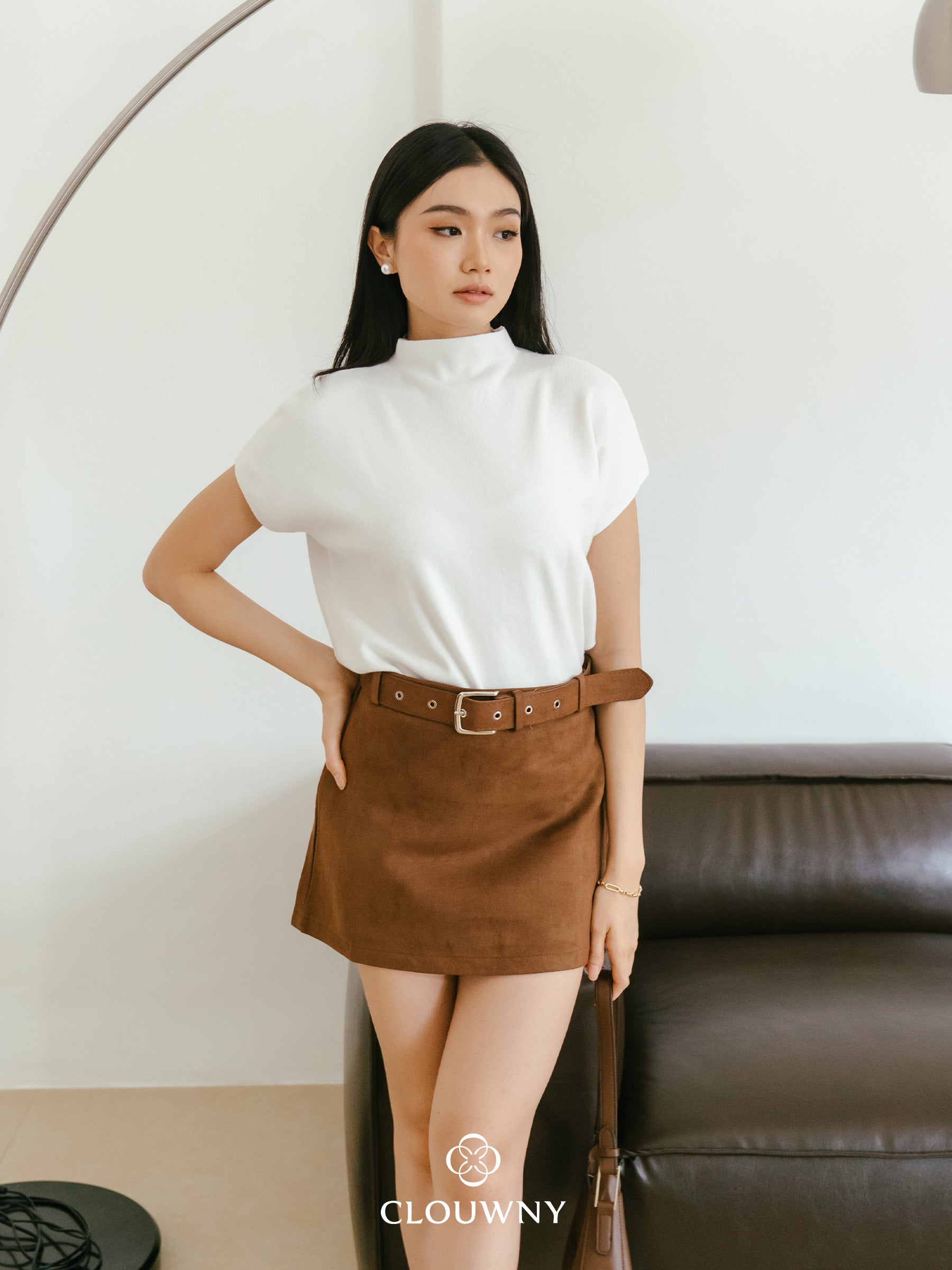 Paula Suede Mini Skort - Mocca